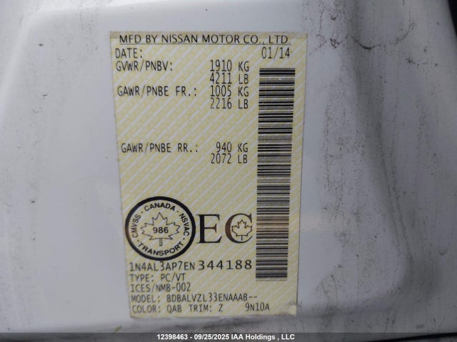 1N4AL3AP7EN344188 Nissan 2014