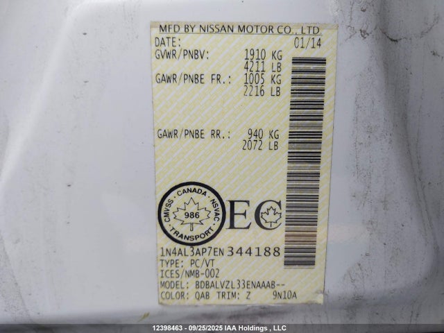 1N4AL3AP7EN344188 Nissan 2014