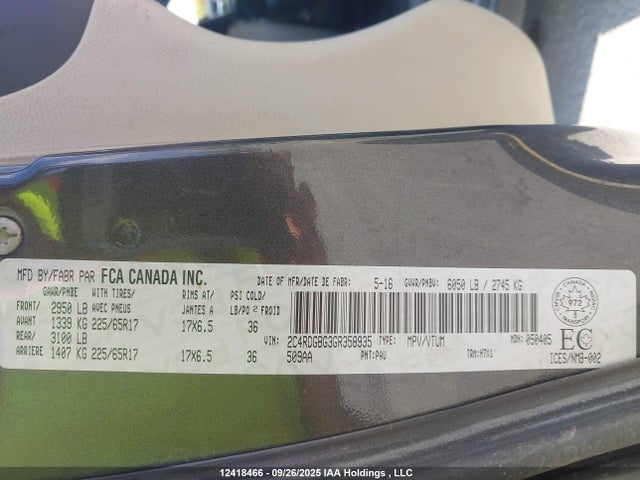 Dodge 2016 2016 2C4RDGBG3GR358935 Image 9