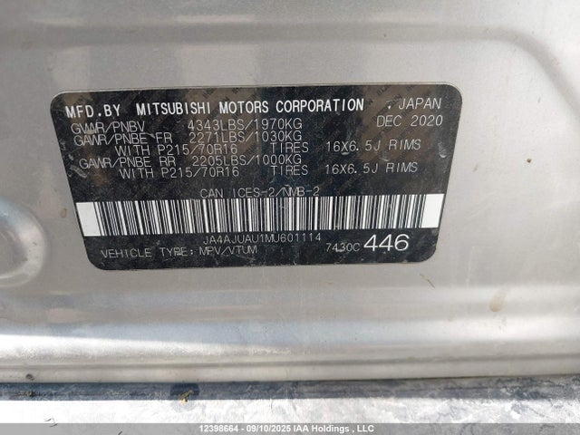JA4AJUAU1MU601114 Mitsubishi mivec