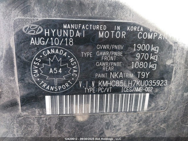 KMHC85LH7KU035923 Hyundai 2019