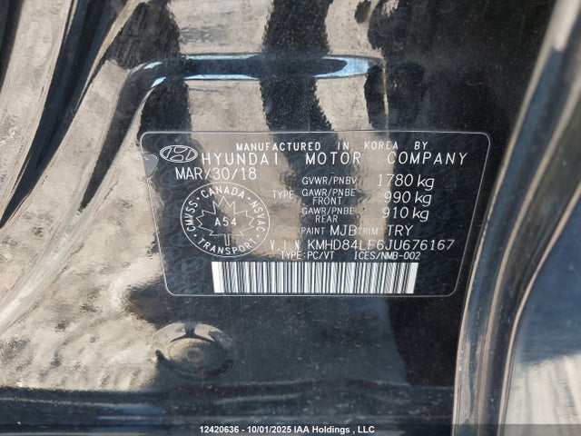 KMHD84LF6JU676167 Hyundai mpi nu