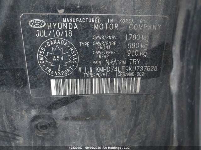 Hyundai mpi nu 2019 KMHD74LF9KU737628 Image 9