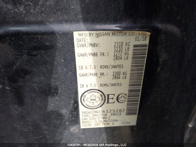 5N1AZ2MG5JN125282 Nissan 2018