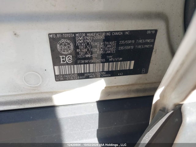 Toyota a25a-fks 2019 2T3R1RFV5KC040165 Image 9