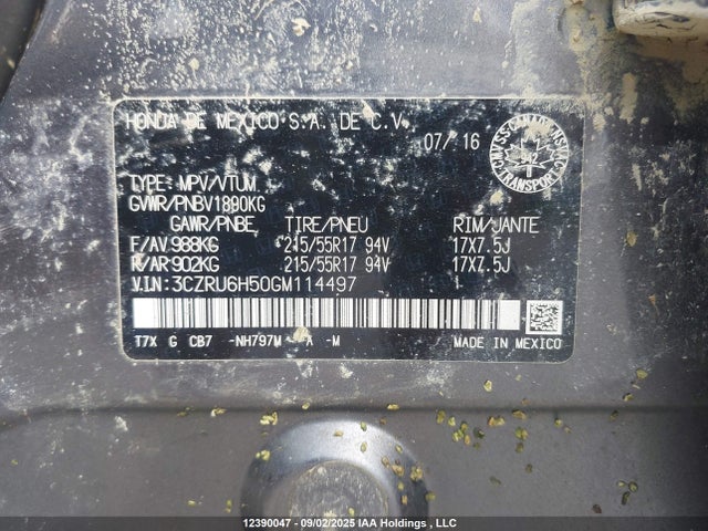 3CZRU6H50GM114497 Honda r18z9