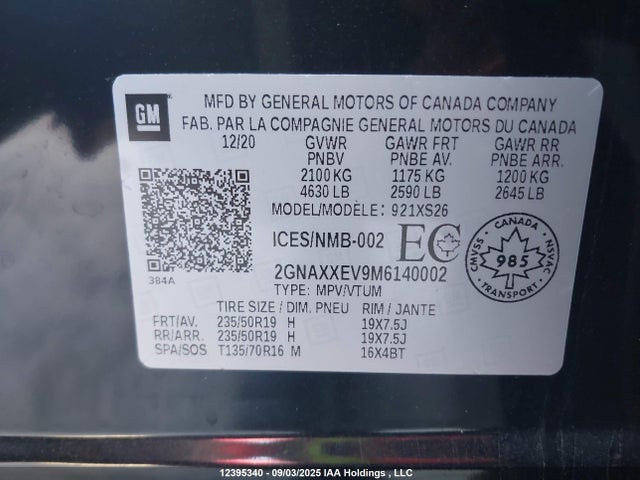 Chevrolet lyx 2021 2GNAXXEV9M6140002 Image 9