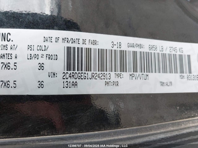 Dodge 2018 2018 2C4RDGEG1JR242913 Image 9