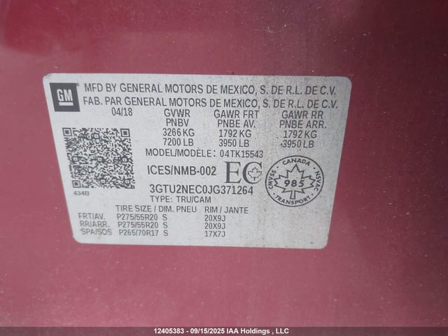 3GTU2NEC0JG371264 GMC l83 -spark ignited direct injection, variable valve timing, afm, e85 max, alum