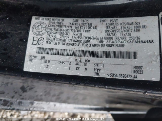 3FADP4GX3FM184188 Ford Fiesta