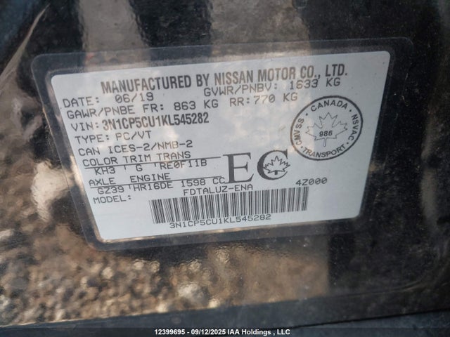 3N1CP5CU1KL545282 Nissan 2019