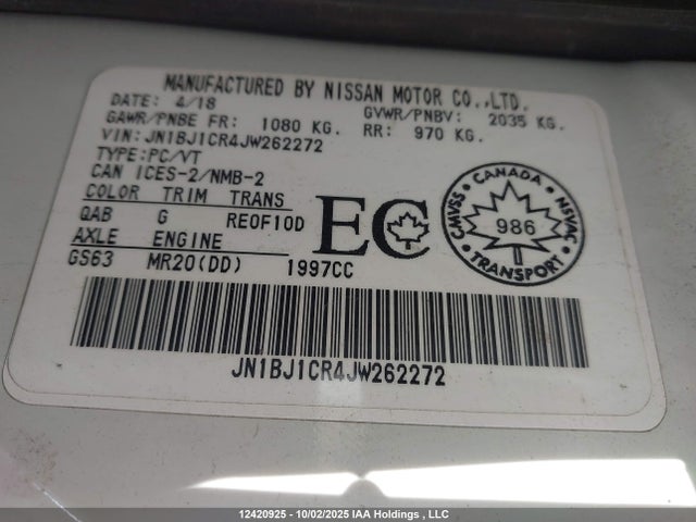 JN1BJ1CR4JW262272 Nissan ROGUE SPORT