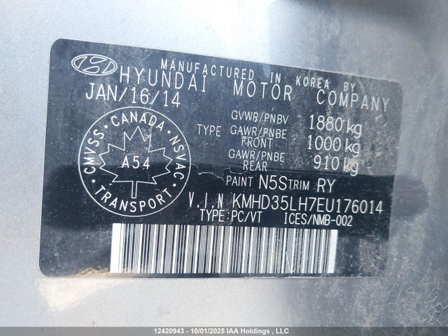 KMHD35LH7EU176014 Hyundai dohc gdi nu