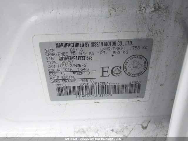 Nissan 2018 2018 3N1AB7AP4JY331578 Image 18