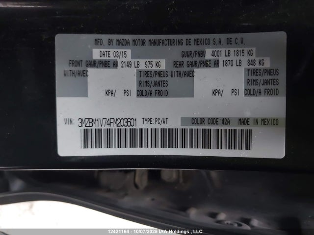 3MZBM1V74FM203601 Mazda pe