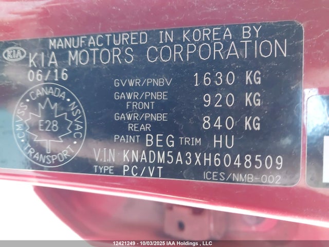 KNADM5A3XH6048509 KIA Rio