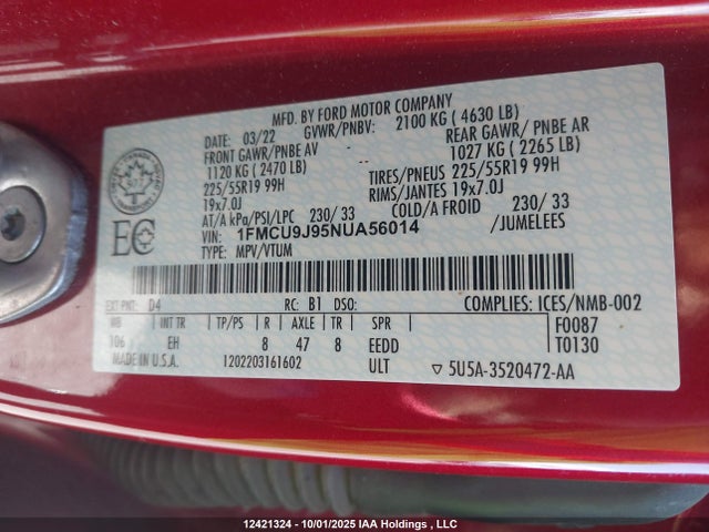 1FMCU9J95NUA56014 Ford gtdi 240ps