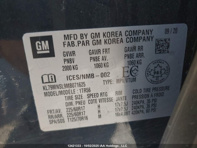 KL79MNSL9MB071625 Chevrolet l3t - l3, sidi, vvt, alum