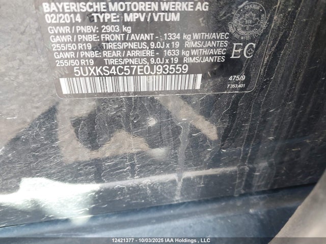 BMW X5 2014 5UXKS4C57E0J93559 Image 9