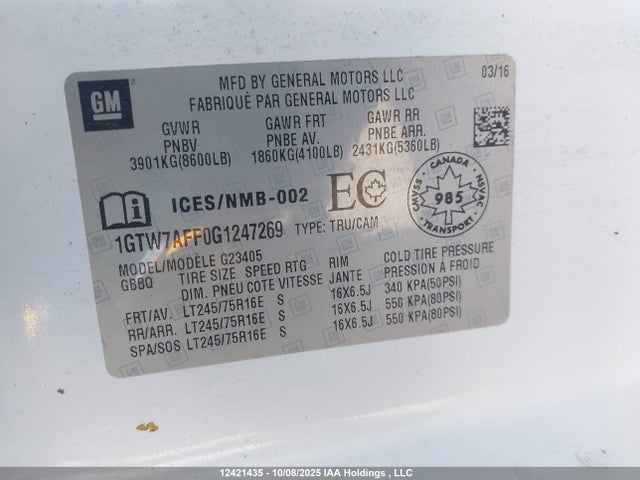 1GTW7AFF0G1247269 GMC L20 - Flexible Fuel (gas/ethanol), Sfi Iron