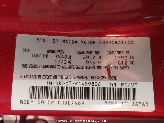 JM1DKDC7XK1459836 Mazda pe