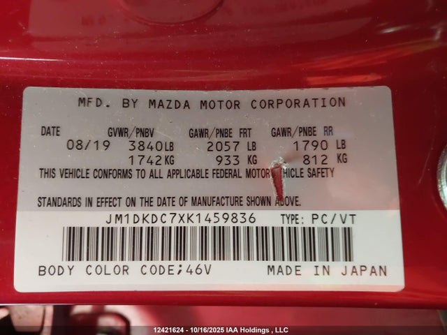 JM1DKDC7XK1459836 Mazda pe