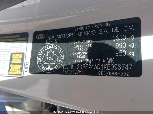 3KPF24AD1KE093747 KIA mpi nu