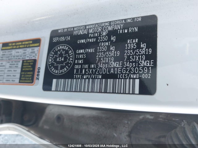 5XYZUDLA1EG230591 Hyundai t-gdi theta