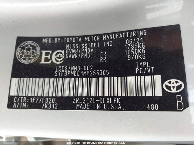 Toyota Corolla 2021 5YFBPMBE1MP255305 Image 26