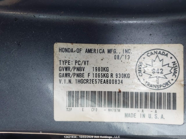 1HGCR2E57EA800834 Honda k24w1
