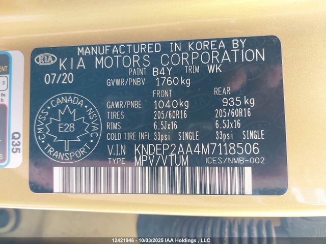 KNDEP2AA4M7118506 KIA nu mpi