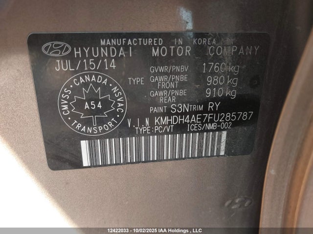Aukcja sprzedaży 2015 Hyundai Elantra Se/sport/limited, vin: KMHDH4AE7FU285787, numer aukcji: 12422033