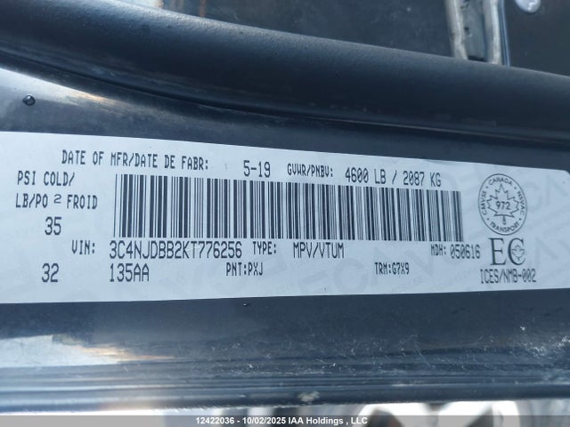 Jeep Compass 2019 3C4NJDBB2KT776256 Image 9