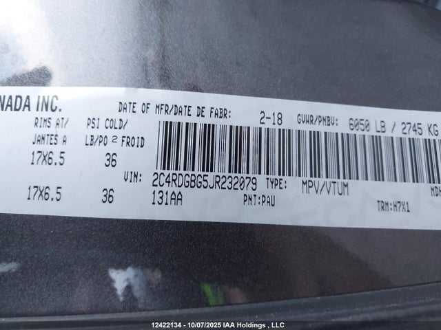 2C4RDGBG5JR232079 Dodge Grand Caravan