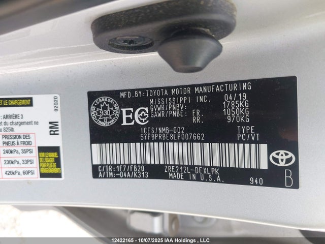 Toyota 2zr-fae 2020 5YFBPRBE8LP007662 Image 9