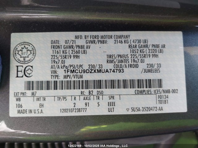 Ford hev/phev 2021 1FMCU9DZXMUA74793 Image 18
