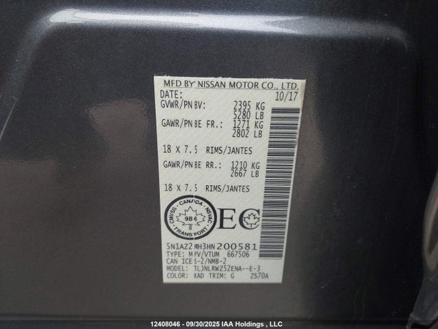5N1AZ2MH3HN200581 Nissan 2017