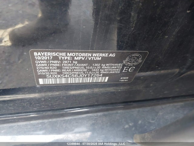 5UXKS4C56J0Y17264 BMW X5