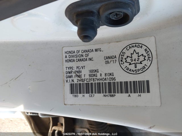 Honda k20c2 2017 2HGFC2F87HH041096 Image 18