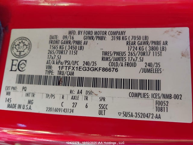 Ford F-150 2016 1FTFX1EG3GKF86676 Image 19