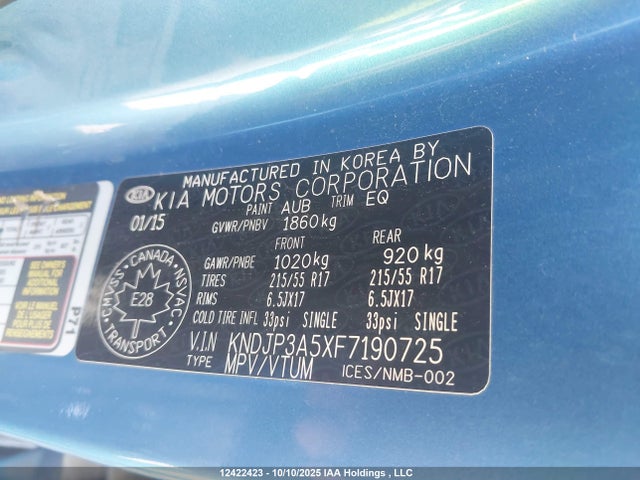 KNDJP3A5XF7190725 KIA dohc gdi nu