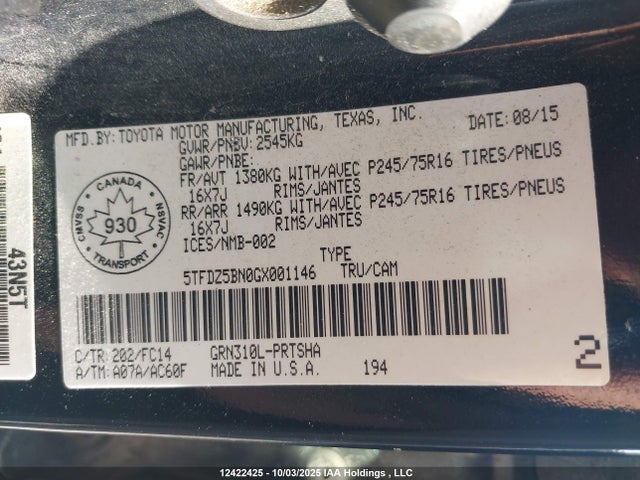Toyota 2gr-fks 2016 5TFDZ5BN0GX001146 Image 18