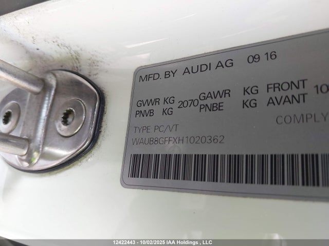 WAUB8GFFXH1020362 Audi A3