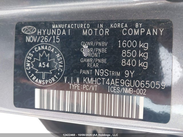 Hyundai dohc gdi gamma 2016 KMHCT4AE9GU065059 Image 18