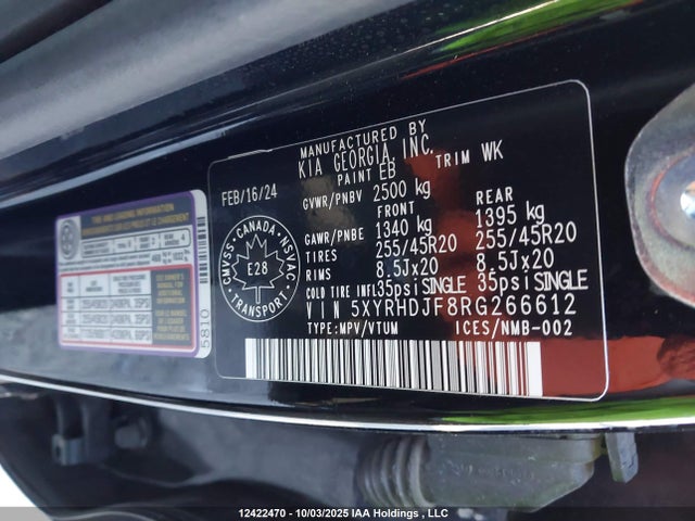 5XYRHDJF8RG266612 KIA t-gdi theta-iii