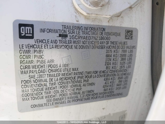 1GCRYAED7NZ186060 Chevrolet Silverado Ltd K1500