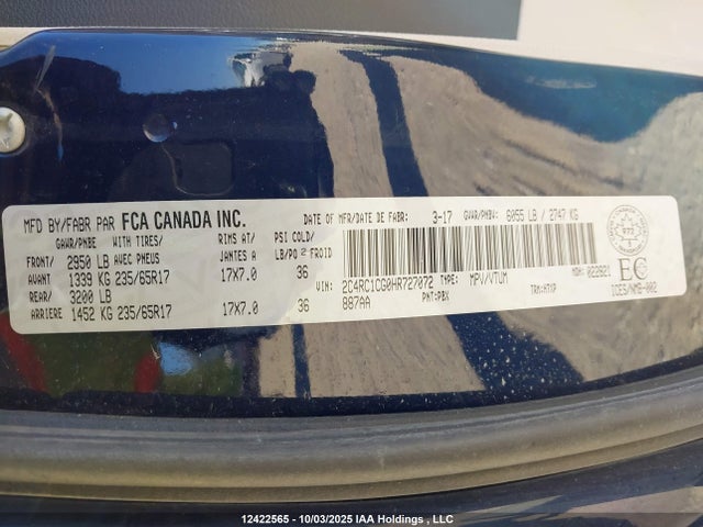 Chrysler Pacifica Lx 2017 2C4RC1CG0HR727072 Image 9