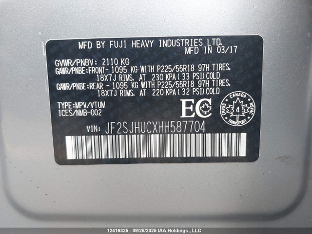 JF2SJHUCXHH587704 Subaru Turbo C0
