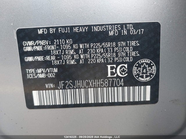 JF2SJHUCXHH587704 Subaru Turbo C0