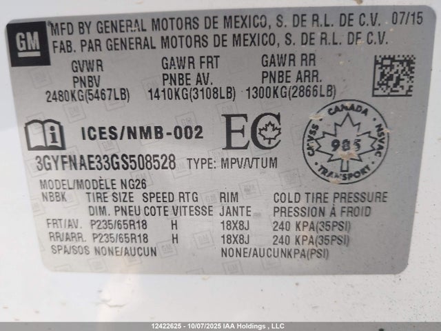 3GYFNAE33GS508528 Cadillac lfx - sidi, vvt, e85 max, aluminum